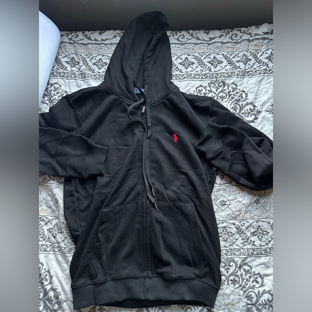 Polo Ralph Lauren zip up hoodie black and red size medium